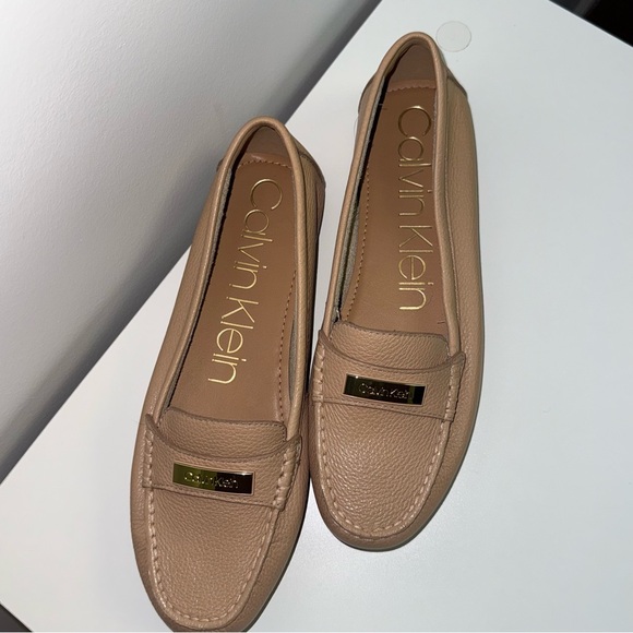 Calvin Klein Beige Leather Loafers - Picture 2 of 4